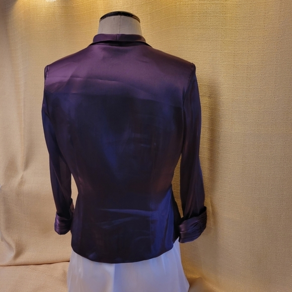 Xscape By Joanna Chen Button Satiny Top Jacket Women's Size 6 Eggplant Purple. - Picture 4 of 11
